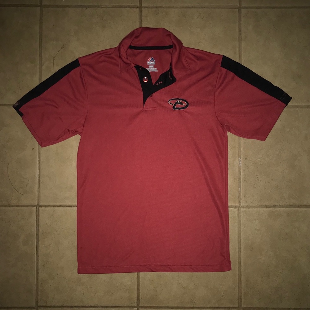 Majestic Diamond Backs Mens Red Polo Size S
